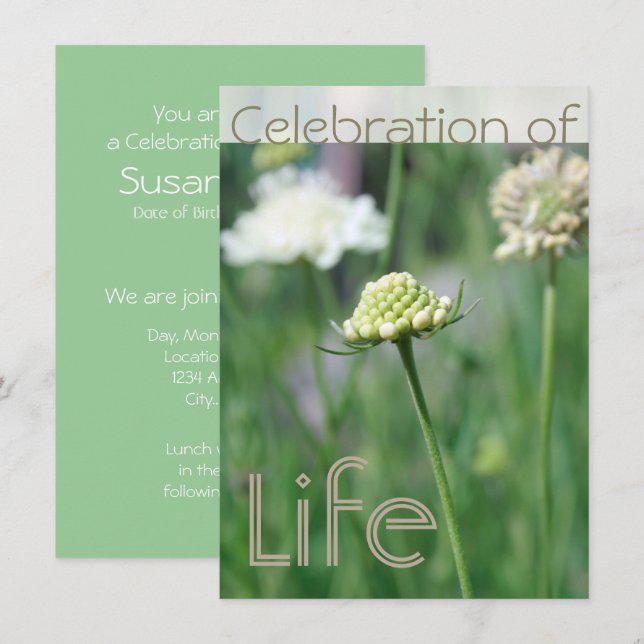 Celebration of Life 1 Floral Landscape Invitation (Front/Back)