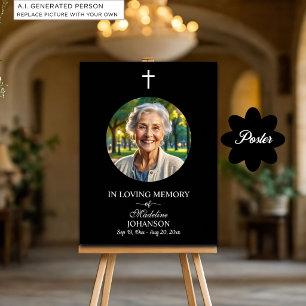 Celebration Of Life 1 Photo Funeral Black Poster