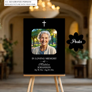 Celebration Of Life 1 Photo Funeral Black Poster