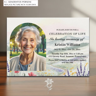 Celebration Of Life 1 Photo Mountains Funeral Invitation