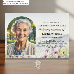Celebration Of Life 1 Photo Mountains Funeral Invitation