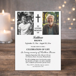 Celebration Of Life 2 Photos Funeral  Invitation