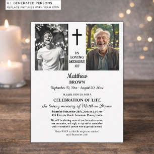 Celebration Of Life 2 Photos Funeral Invitation