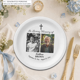 Celebration Of Life 2 Photos Funeral White Paper Plate