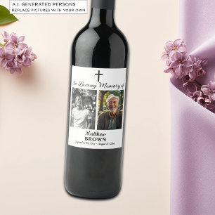 Celebration Of Life 2 Photos Funeral White Wine Label