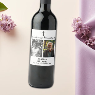 Celebration Of Life 2 Photos Funeral White Wine Label