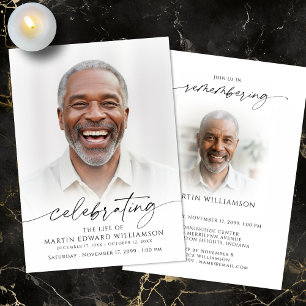 Celebration of Life 2 Photos Memorial Modern Invitation