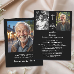 Celebration Of Life 3 Photos Funeral  Invitation