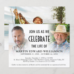 Celebration of Life 3 Photos Memorial Invitation