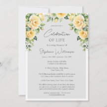 Celebration of Life 4 Photo Yellow Rose Funeral 