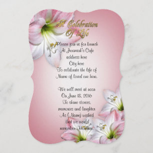 Celebration of life amaryllis invitation