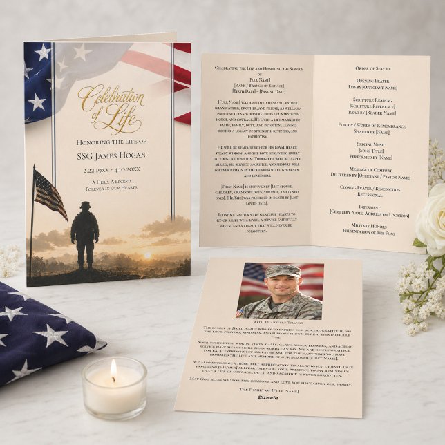 Celebration of Life American Flag Military Funeral Programme (Creator Uploaded)