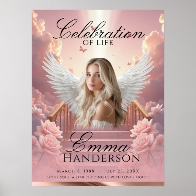 Celebration of Life - Angelic Funeral Welcome sign (Front)
