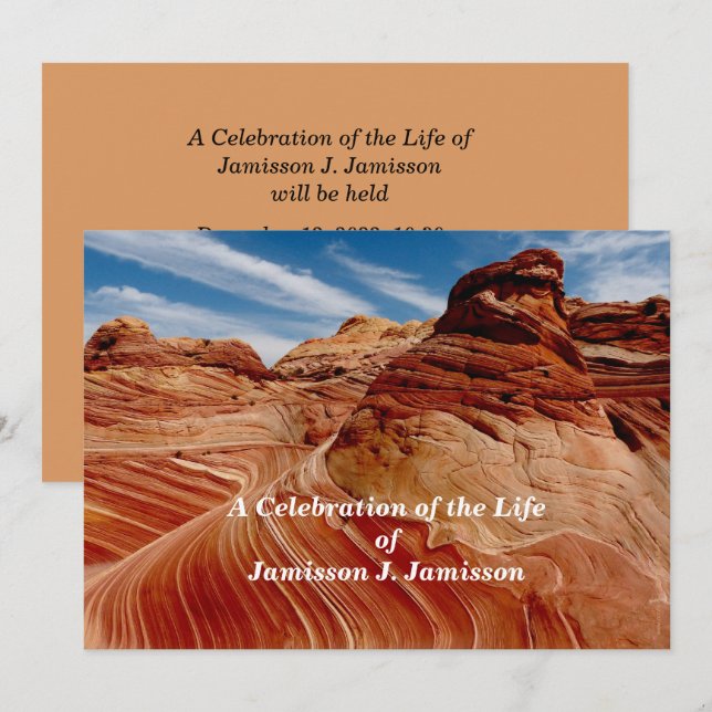 Celebration of Life Announcement Waves of Time (Front/Back)