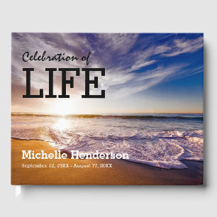 Celebration of Life Beach Ocean   2 Photo Guest Book