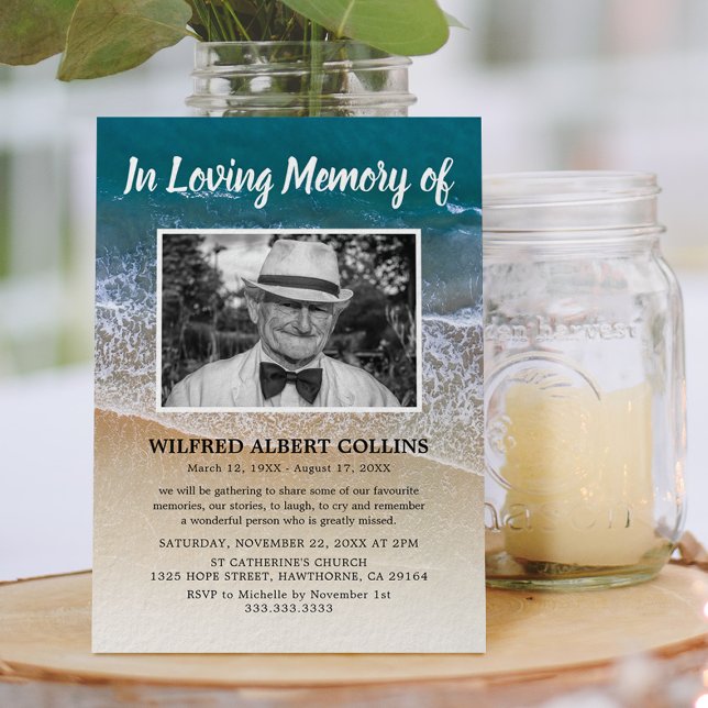 Celebration of Life | Beach Ocean Funeral Invitation (Creator Uploaded)