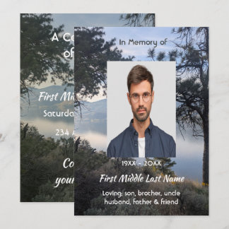 Celebration of Life Beautiful Lake Mountains Trees Invitation