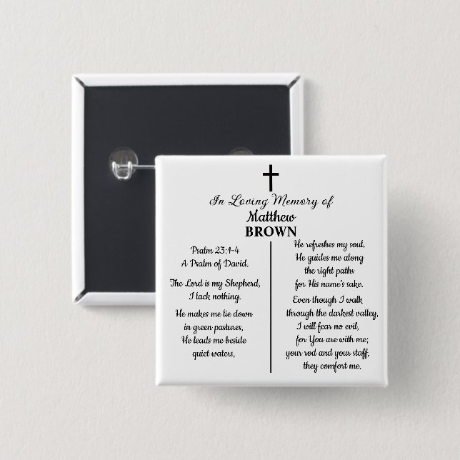 Celebration Of Life Bible Verse Funeral Keepsake 15 Cm Square Badge (Front & Back)