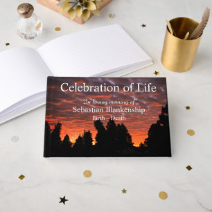Celebration Of Life Billowy Cloud Sunset Photo Guest Book
