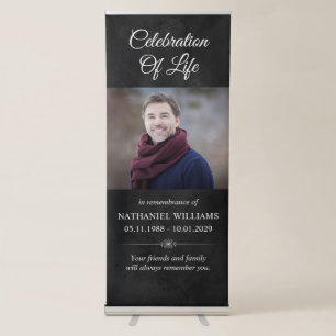 Celebration Of Life Black Personalised Men Photo Retractable Banner