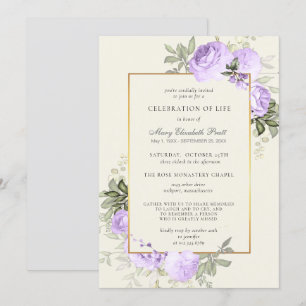 Celebration of Life Blush Purple Rose Floral Invitation