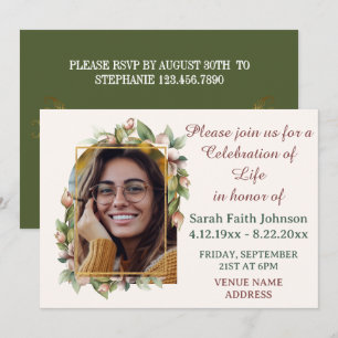 Celebration of Life Boho Floral Arch Photo Funeral Save The Date