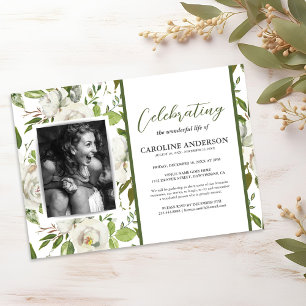 Celebration of Life Botanical Floral Photo Invitation