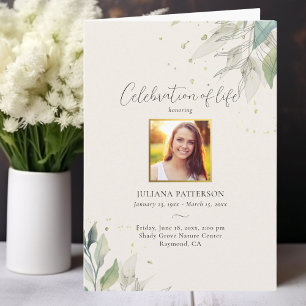 Celebration of Life Botanicals, Photos Funeral Programme