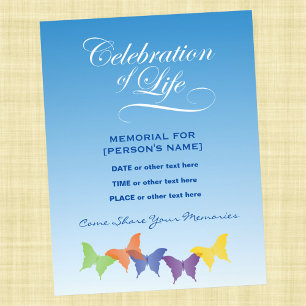 Celebration of Life Butterflies Invitation Flyer
