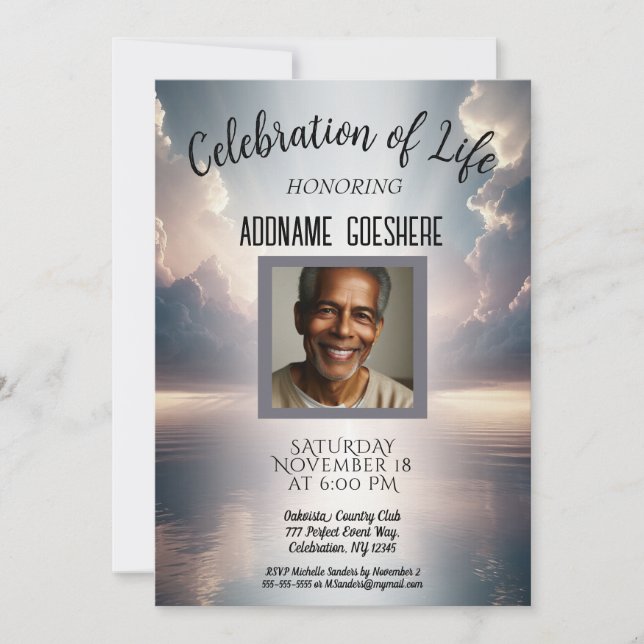 Celebration of Life - Calm Sea Invitation (Front)