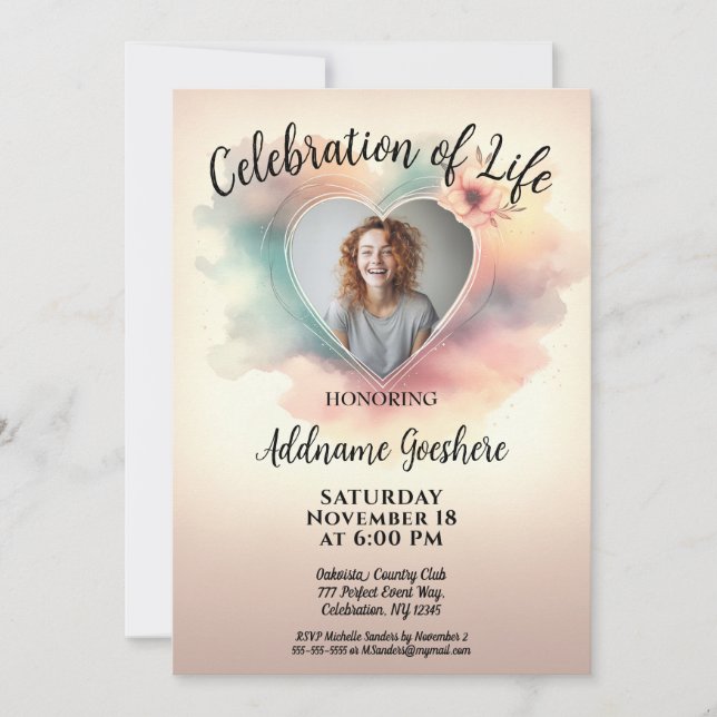 Celebration of Life - Calm Sea Invitation (Front)