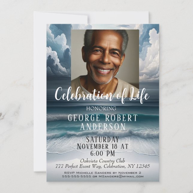 Celebration of Life - Calm Waters Invitation (Front)