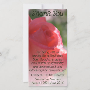 Celebration of Life Card, Coral Rose Memorial Card