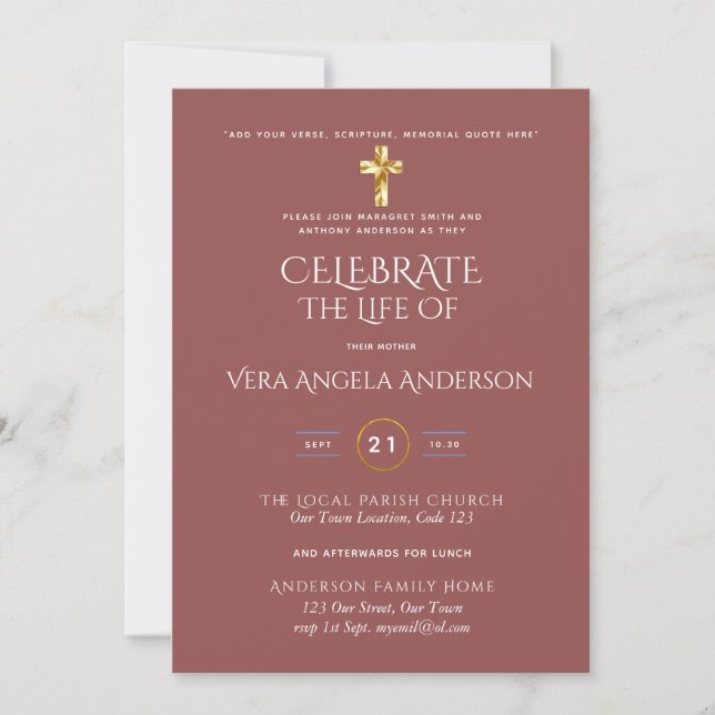 Celebration of Life Catholic Funeral Memorial Inv. (Front)