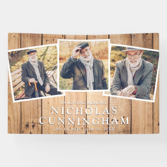 Celebration of Life Country Rustic Wood Photo Banner (Horizontal)