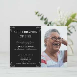 Celebration of Life Elegant Custom Photo Memorial  Invitation
