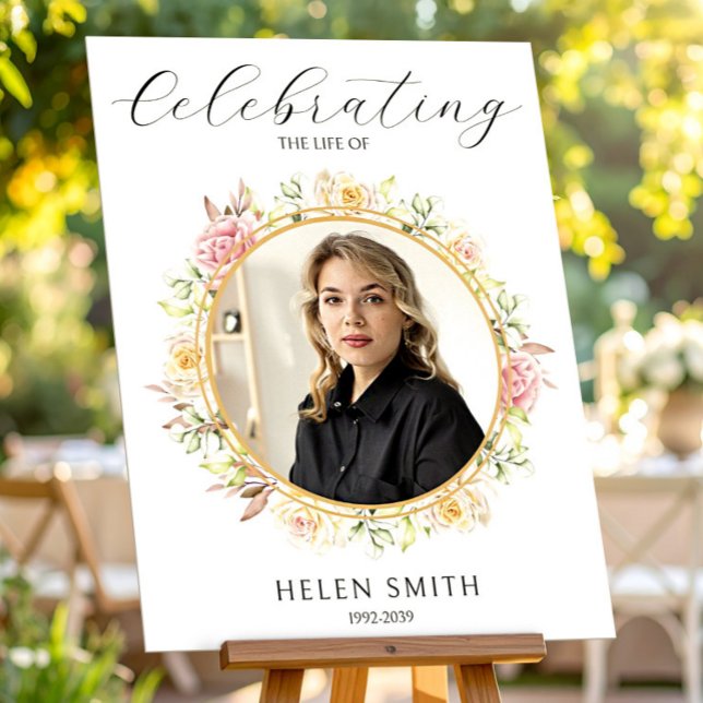Celebration of Life, Elegant Floral Photo White Poster (Creator Uploaded)