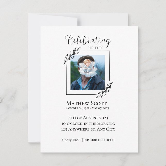Celebration of life elegant funeral invitation (Front)