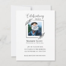 Celebration of life elegant funeral invitation