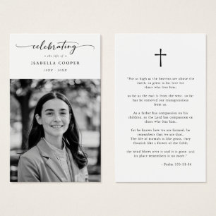 Celebration of Life Elegant Funeral Prayer Card
