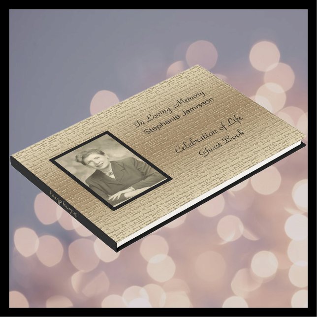 Celebration of Life, Elegant Gold With Photo Guest Book (Creator Uploaded)