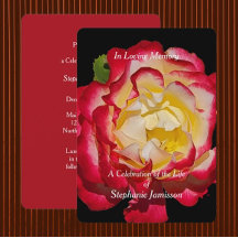 Celebration of Life Elegant Red Gold Rose Floral