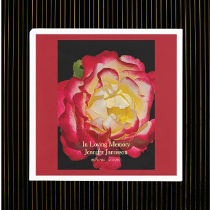 Celebration of Life Elegant Red & Gold Rose Floral Napkin