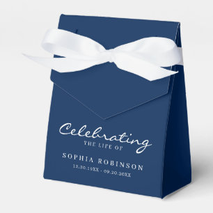 Celebration of Life Elegant Script Funeral Blue Favour Box