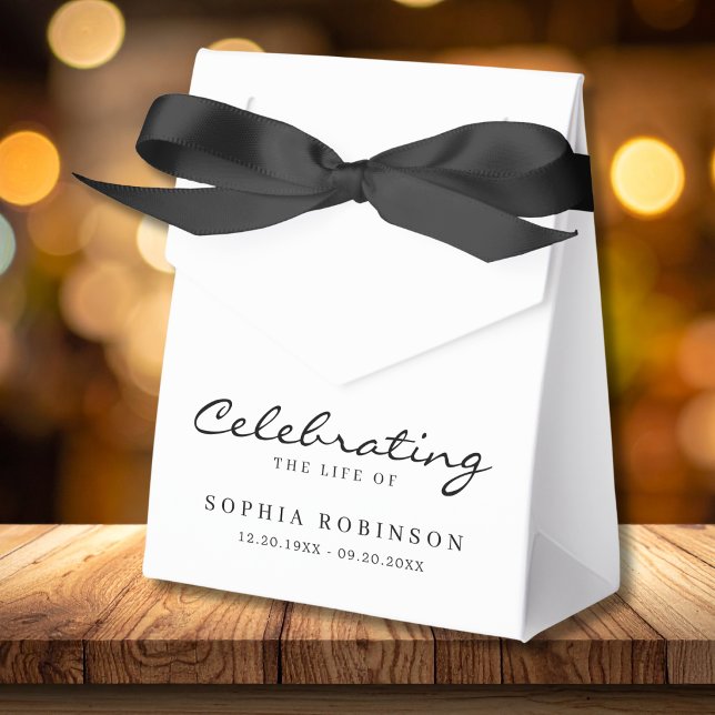 Celebration of Life Elegant Script Funeral  Favour Box (Creator Uploaded)