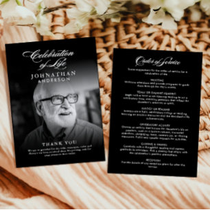 Celebration of Life Elegant Script Photo Funeral Programme