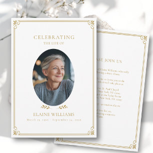 Celebration of Life Elegant White Funeral Photo Invitation
