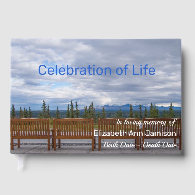 Celebration of Life Empty Benches Scenic Memorial Guest Book (Front)