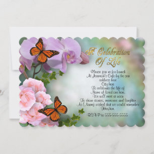 Celebration of life Evite butterflies  Invitation