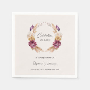 Celebration of Life Fall Floral  Wreath  Napkin
